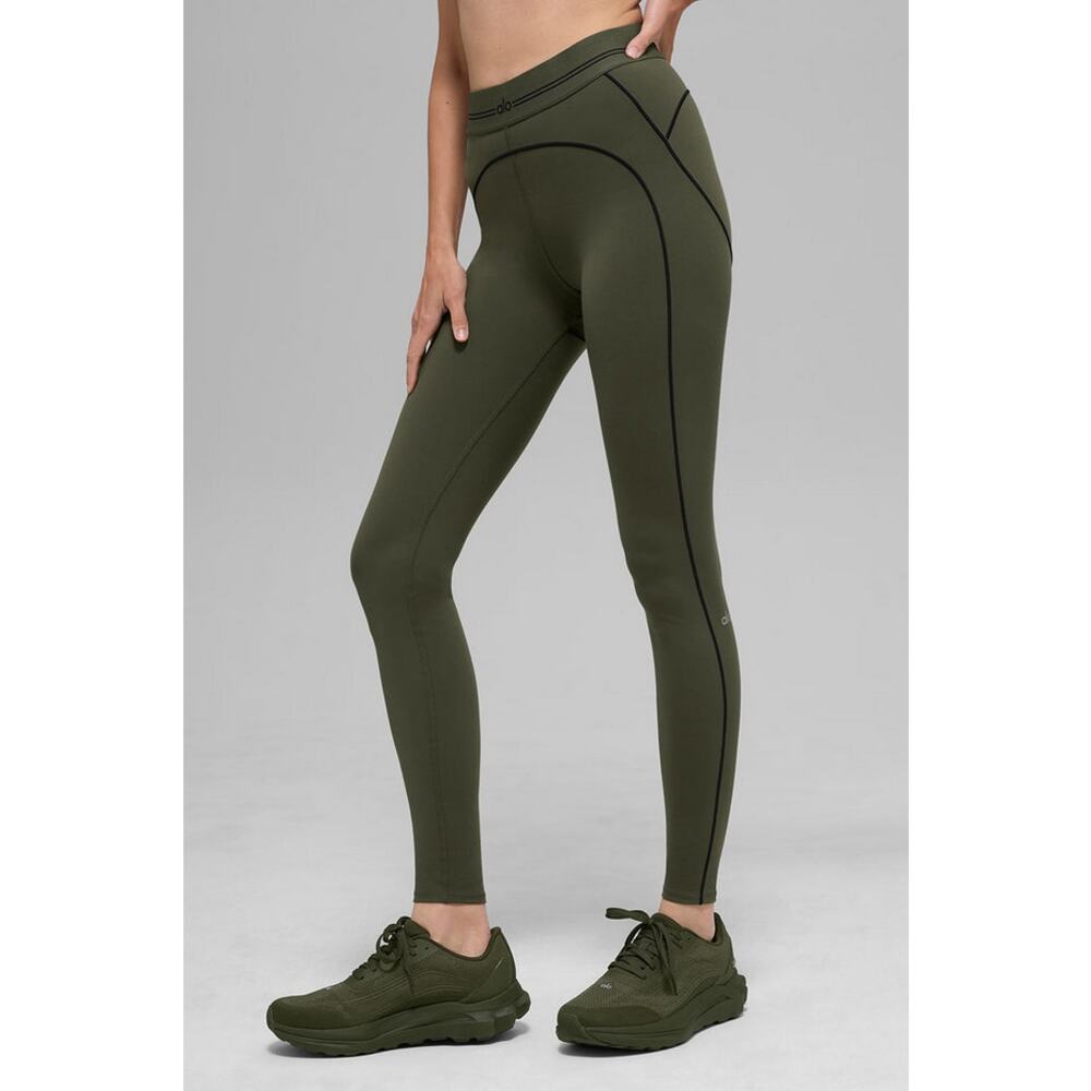 ALO Yoga Airbrush High-Waist Heart Throb Legging Limited Edition Green Olive